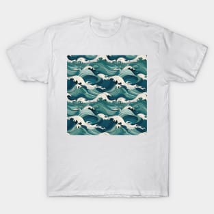 Ephemeral Crests: Hokusai Waves Reimagined T-Shirt